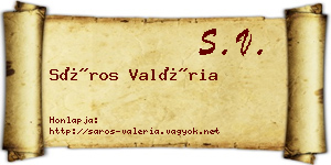 Sáros Valéria névjegykártya